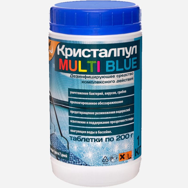 Кристалпул MULTI (5 в 1)таблетки 200г (1кг) - комплексное средство для бассейна